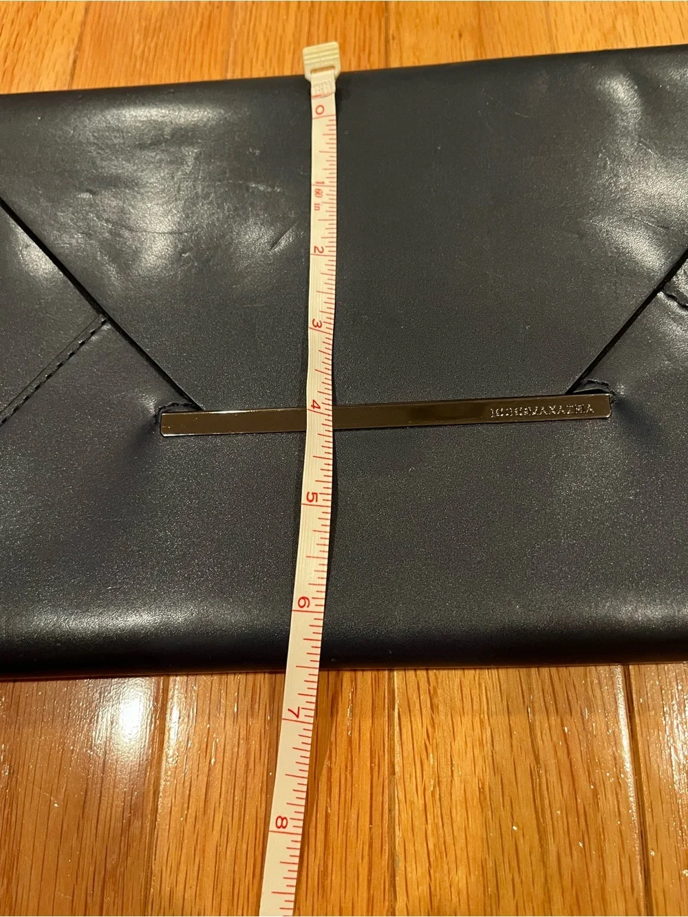 Black Envelope Clutch with Metal Accent